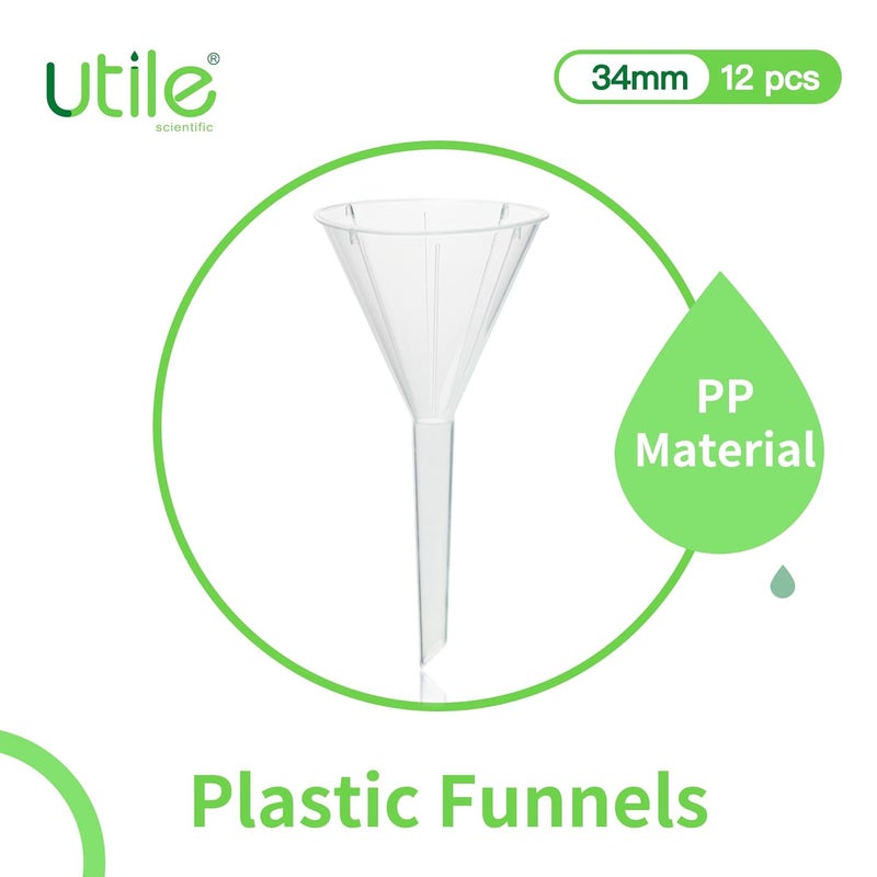 UTILE 12pcs Plastic Analytical Funnel Set, PP Material, Top Diameter 30mm, Small Funnel for Lab Bottles, Recreational Activities, 4512.0011.12 - Image 2